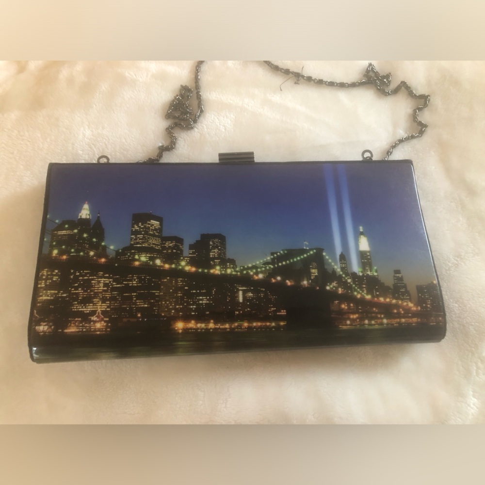 NYC City Skyline 11” Evening Clutch - Blue Print Design